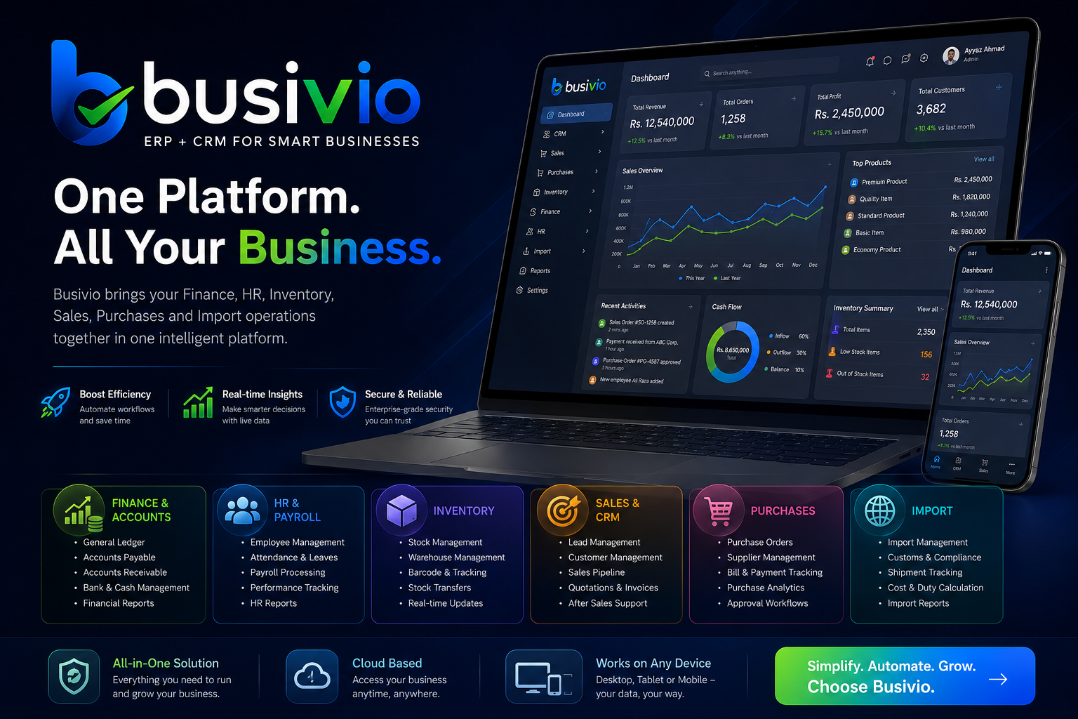 Busivio inventory, ERP and CRM for growing businesses